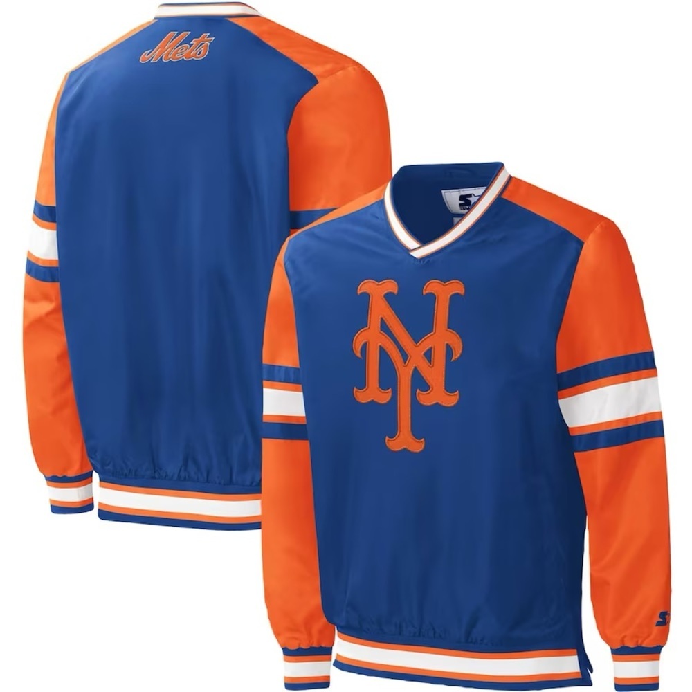 Men's New York Mets Starter Royal Yardline‎ V-Neck Pullover Windbreaker